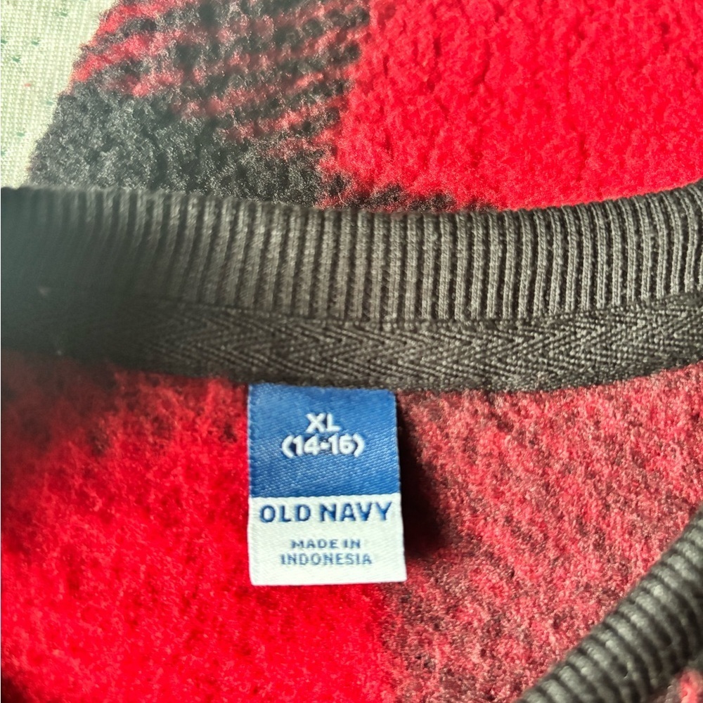 Old Navy Kids Red and Black Checkered Sweatshirt - Picture 3 of 3